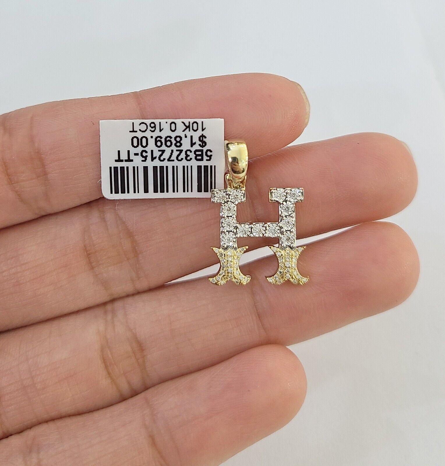 10k Real Yellow Gold Genuine Diamond Initial A - Z Alphabet Charm Letters Pendent - GoldenlinQ